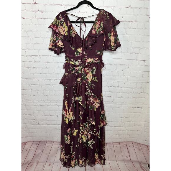 NEW Asos Design Maternity Drape Midi Dress Purple Berry Print Womens Maternity 6 - Picture 4 of 10